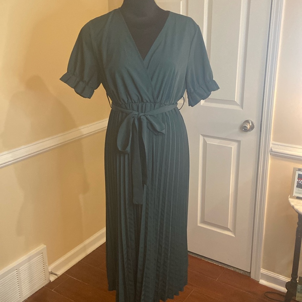 Pleated Midi-Length Dress